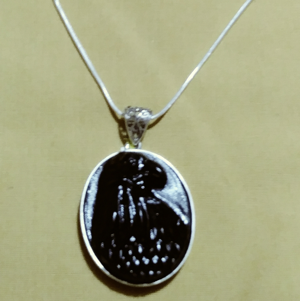 MEN'S-🔥CARVED EAGLE🔥,  SHUNGITE ON A STERLING 18" CHAIN. NOT PICTURED